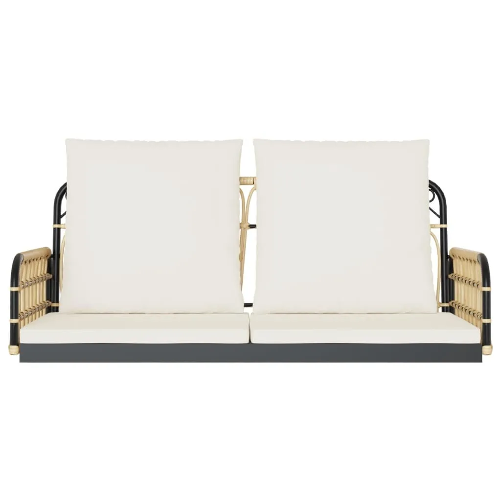 Banc suspendu robuste en acier et polyrotin avec coussin déperlant gris - 4