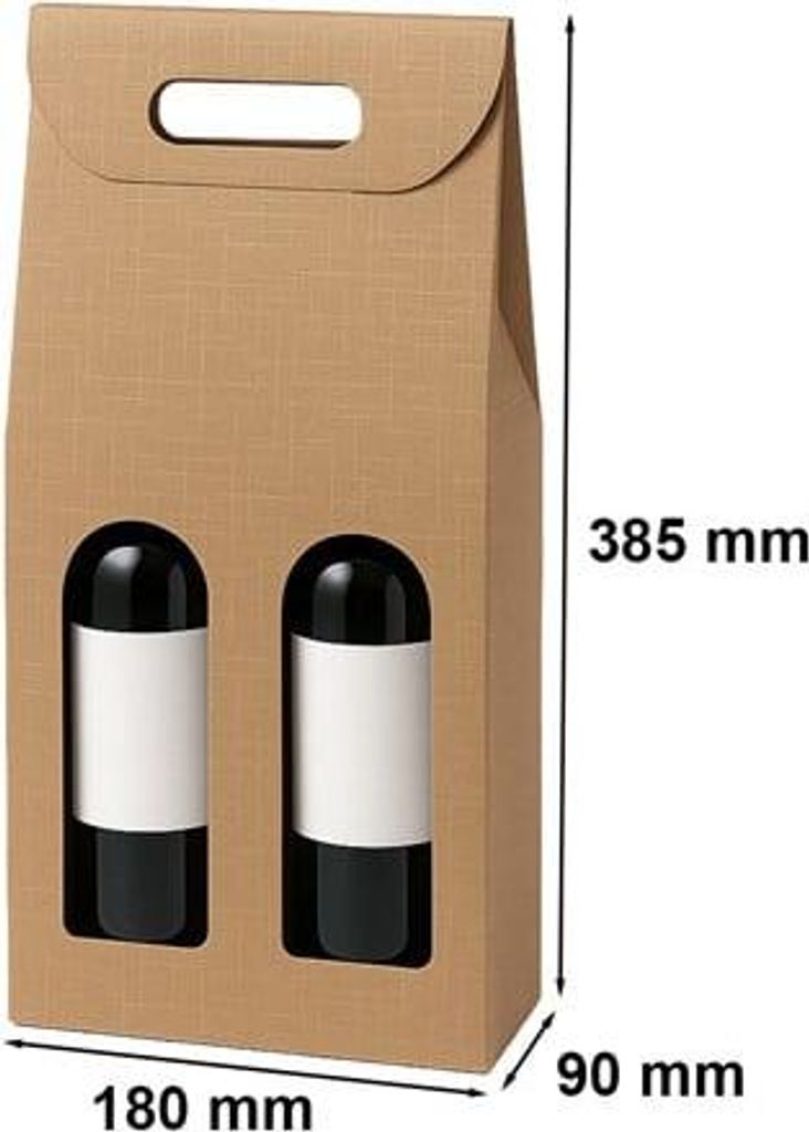 Dekorative Geschenkbox K-872 für zwei Flaschen Wein, braun
