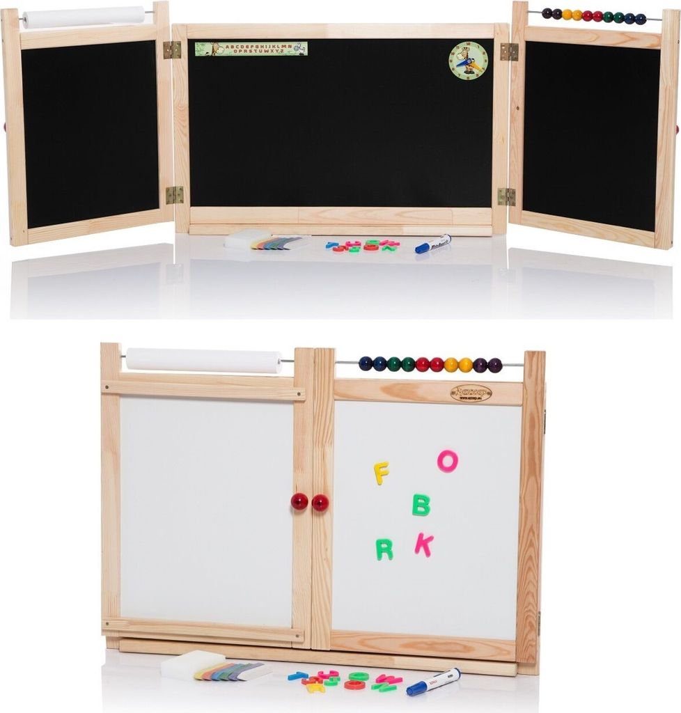 Kindertafel aus Holz aufklappbar SARA4 mit Papierrolle Abakus 155x54x2,5 Modern