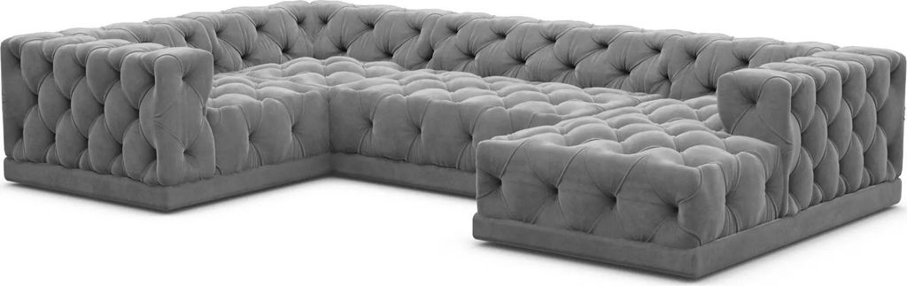 Samtstoff U-Form XL Wohnlandschaft Meliva Dunkelgrau Rechts
