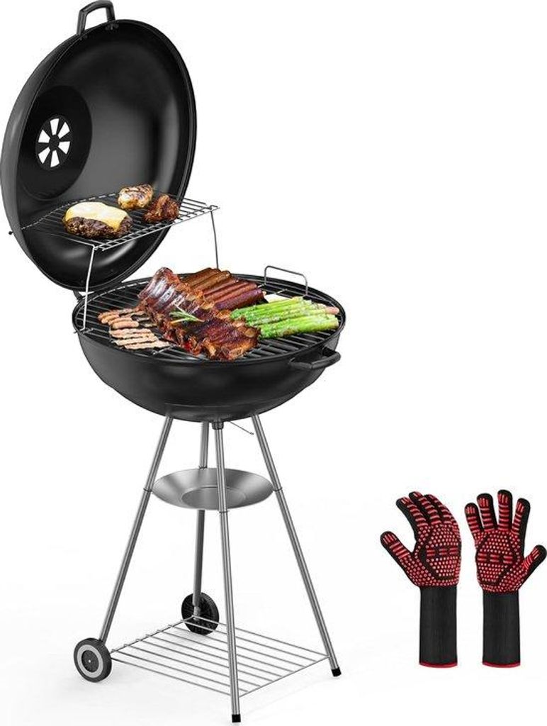 Gril na dřevěné uhlí s víkem, gril na dřevěné uhlí, 57 cm, Obrázek produktu 