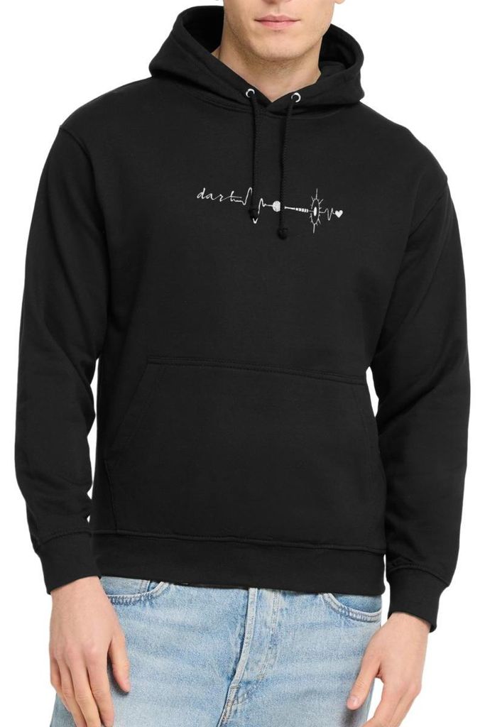 Spreadshirt Darts Heartbeat EKG Dartspieler Geschenkidee Uni Hoodie, 4XL, Schwarz