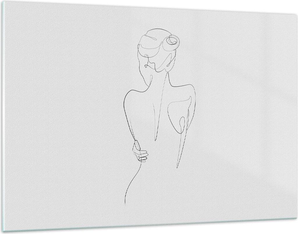 Bilder auf glas - Einteilig - Körper Frau Zeichnung - 120x80cm - Glasbilder - Wandbilder - Bilder - zum Aufhängen bereit - Wanddekoration aus Gla...