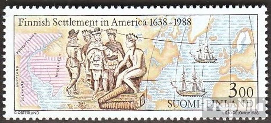 Briefmarken Finnland 1988 Mi 1048 (kompl.Ausg.) postfrisch Finnische Ansiedlung in Amerika