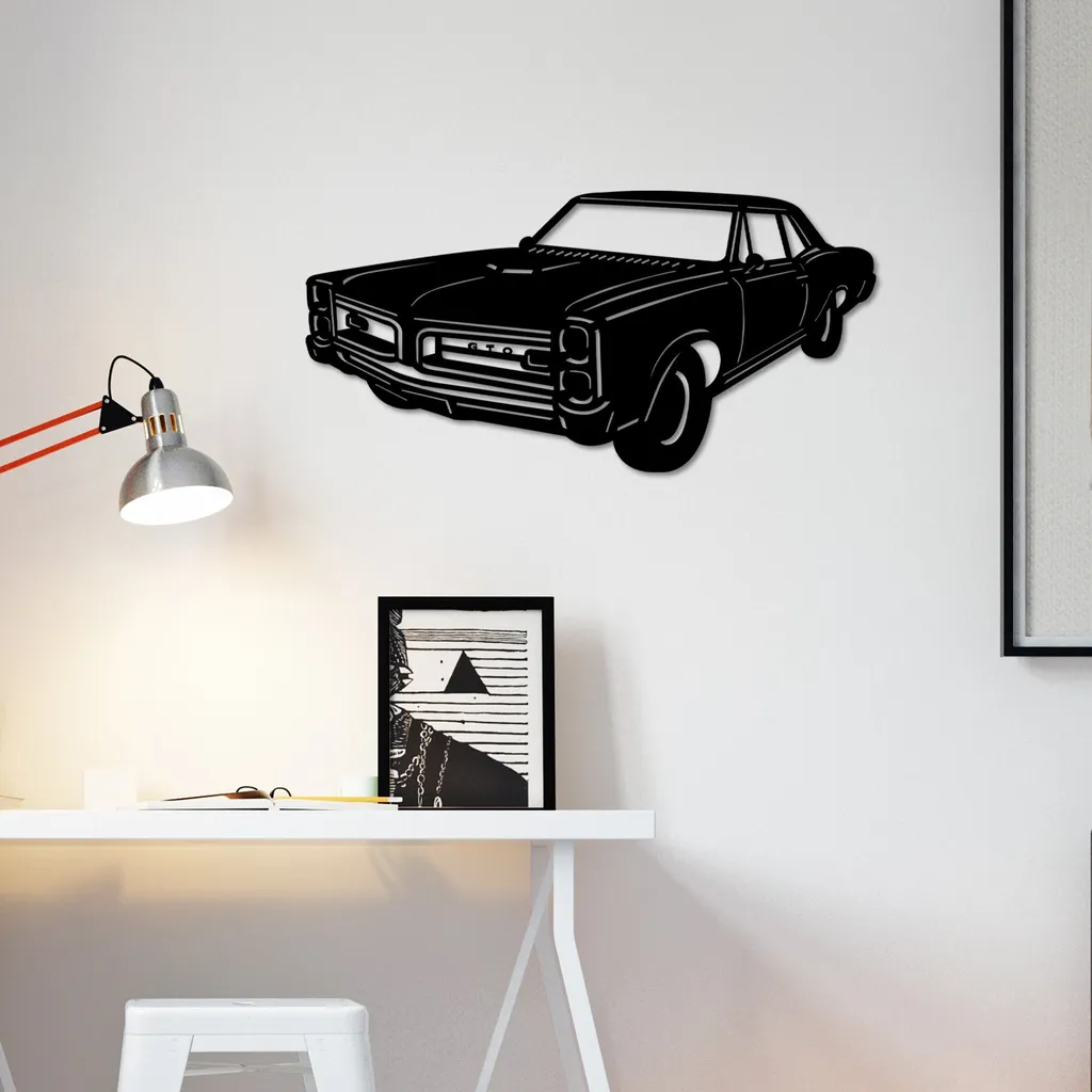 Pontiac GTO 1966 Décoration Murale 100% Métal Noir 60cm Design Wallity