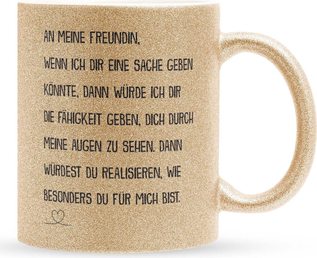 22Feels Glitzertasse Gold Freundin Geschenk Jahrestag für Sie Valentinstag Frauen 1 Jahr Weihnachten Geburtstag Beziehung Paar Kaffeetasse Geschen...