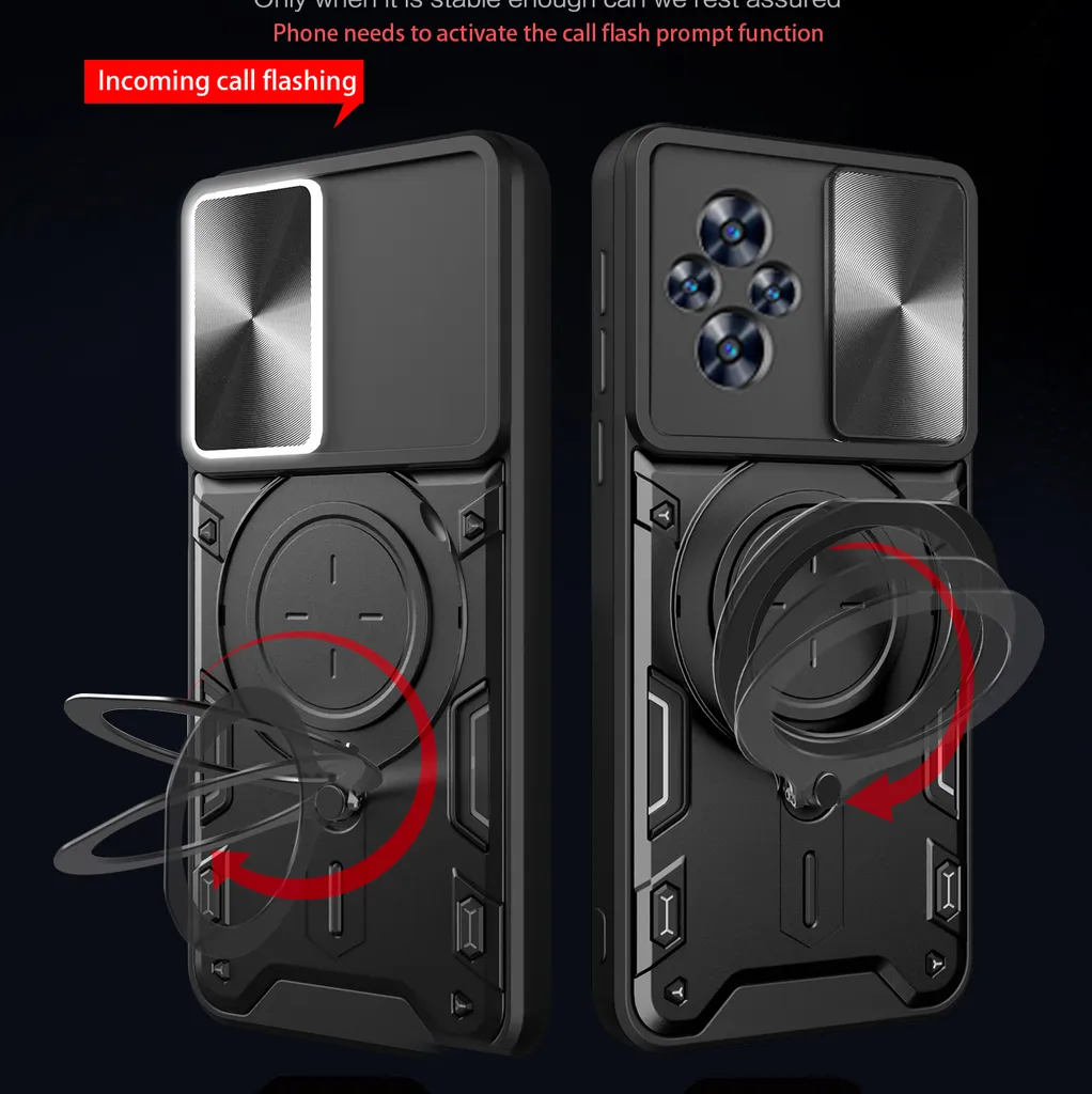 SEAHAI Cover Per Realme C33 Con Protezione Fotocamera Scorrevole E Supporto Magnetico – Viola Scuro, Anti-Caduta Militare