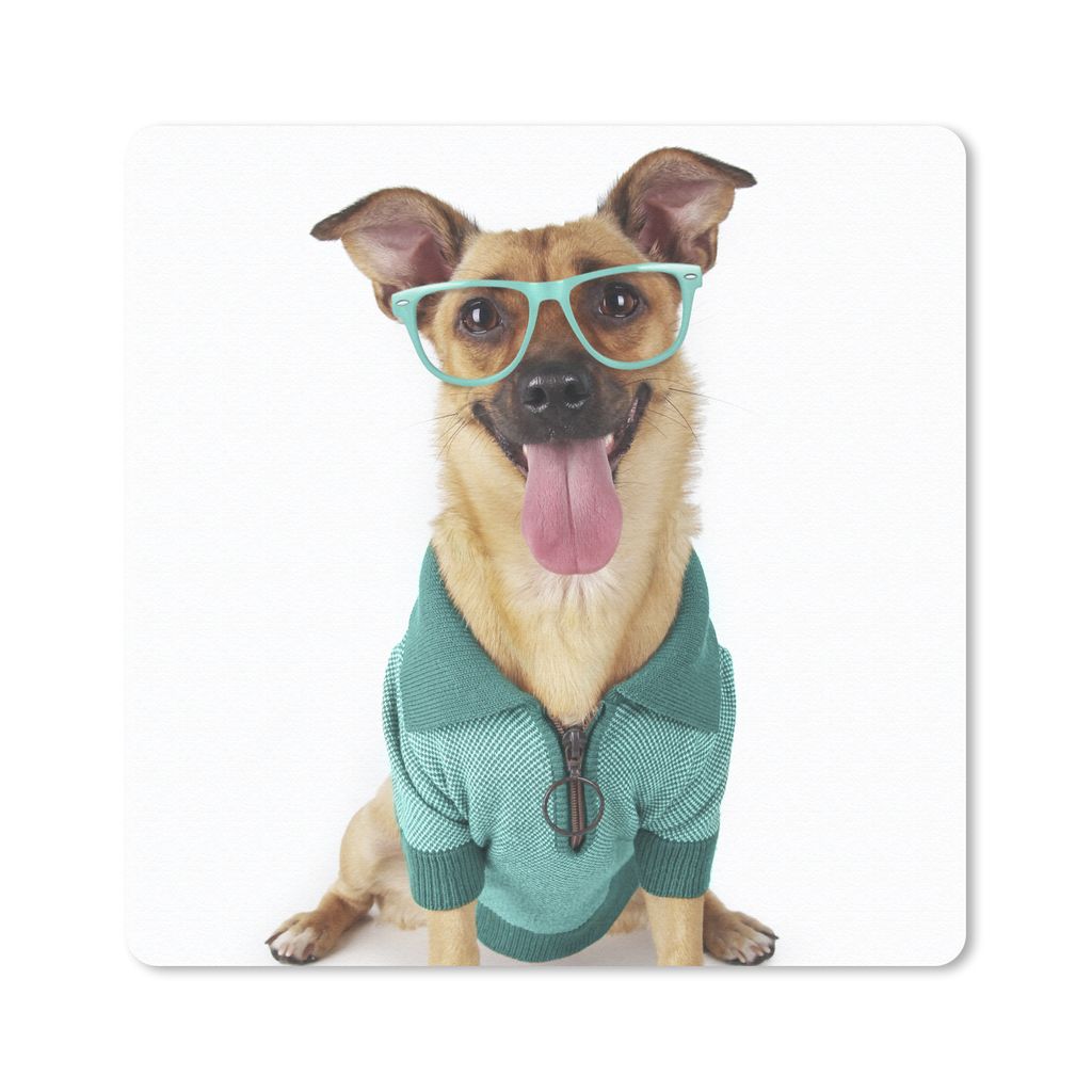 MuchoWow® Mauspad Mousepad Hund - Brille - Hemd - Hipster Produktbild 