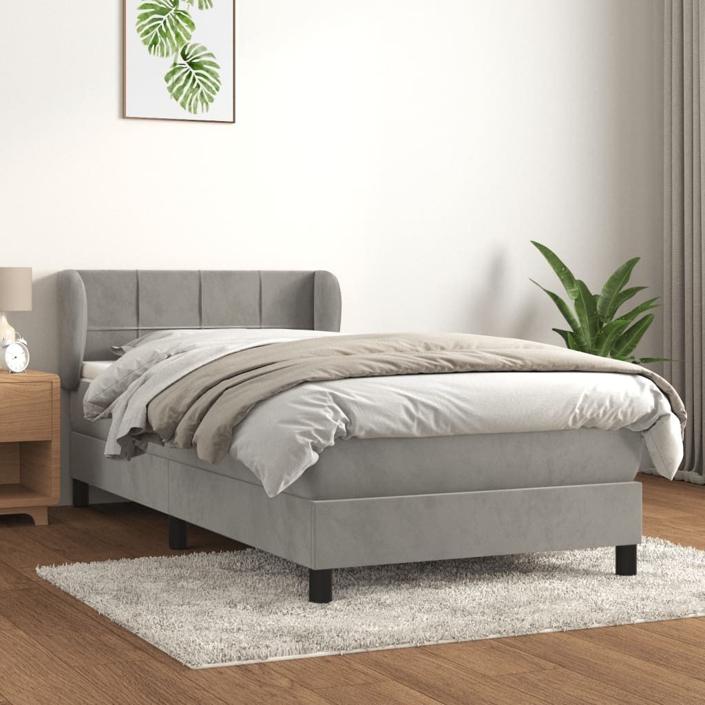 The Living Store Boxspringbett mit Matratze Hellgrau 90x190 cm Samt