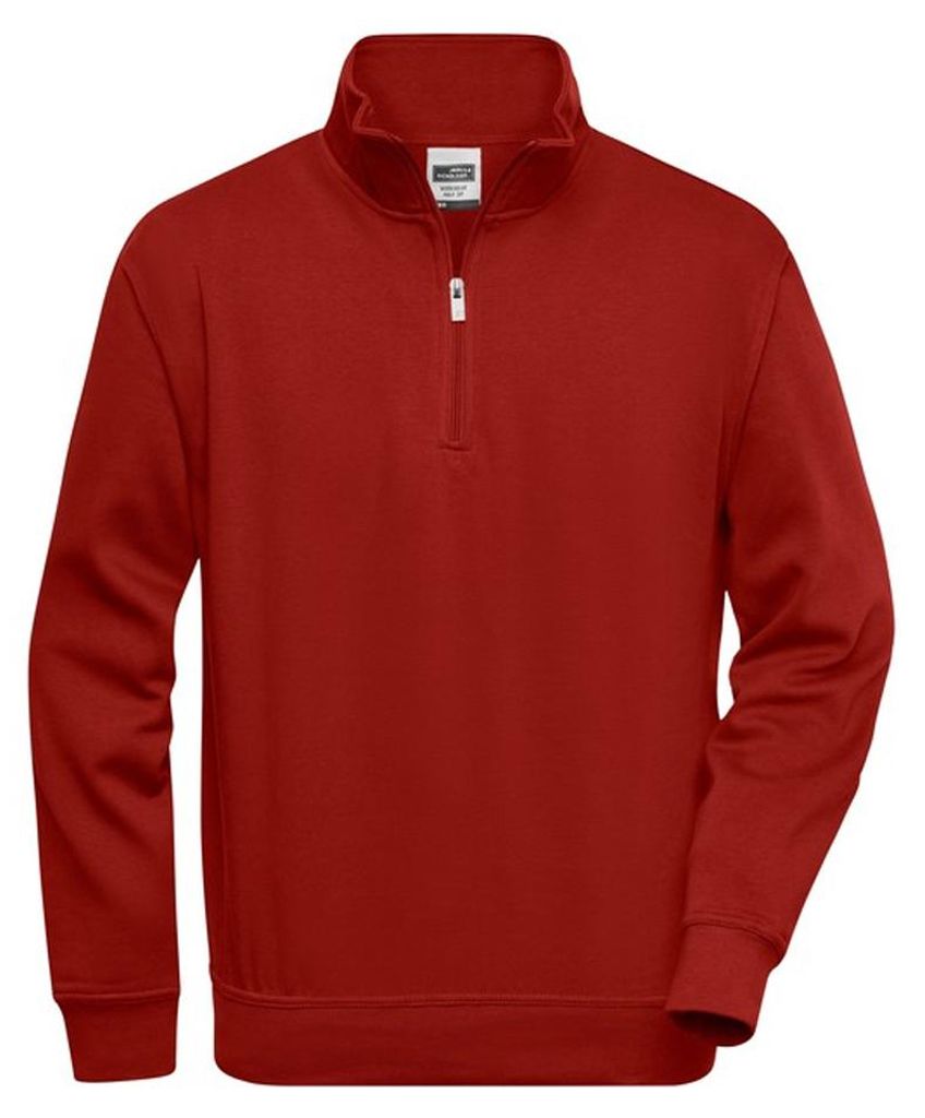 James and Nicholson - "Workwear" Sweatshirt mit kurzem Reißverschluss für Herren LT2681 (5XL) (Weinrot)