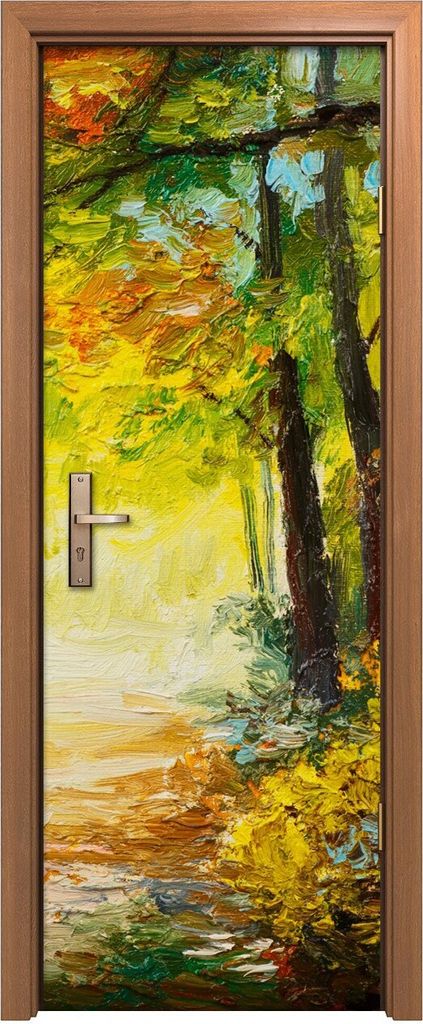 Türposter 70x200 cm Türaufkleber Türtapete Türfolie Klebefolie Wald See Herbst Landschafts Park Baum