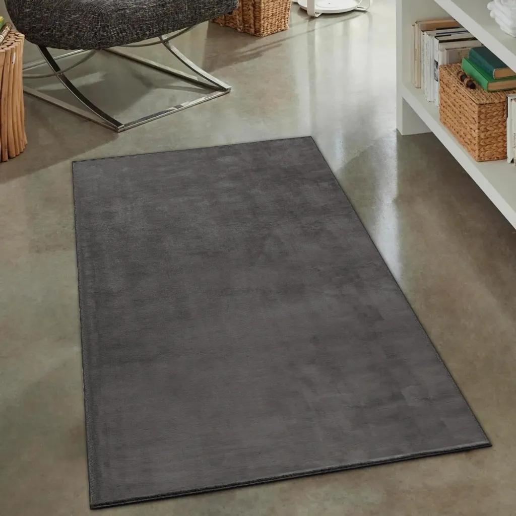Tapis de salon gris foncé 80x150 cm Classic Style en fibres denses
