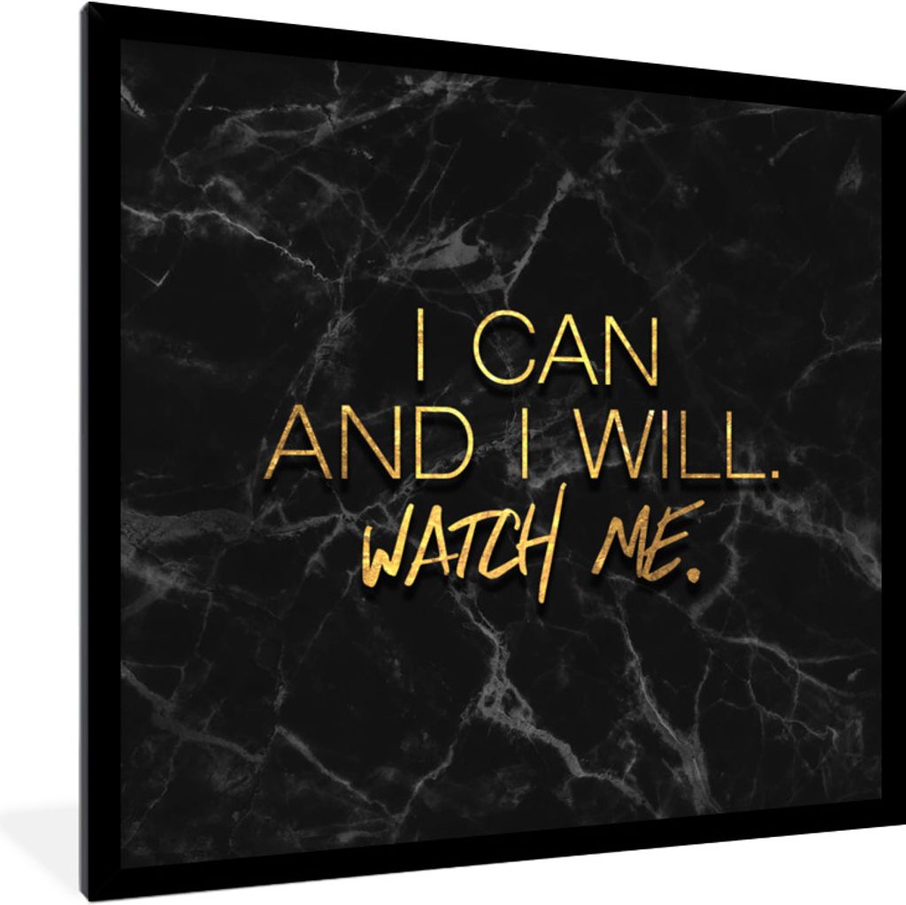 MuchoWow Gerahmtes Poster Zitate - Selbstvertrauen - Gold - Marmor 40x40 cm - Poster mit Schwarzem Bilderrahmen Wandposter Rahmen Foto Bilder - M...