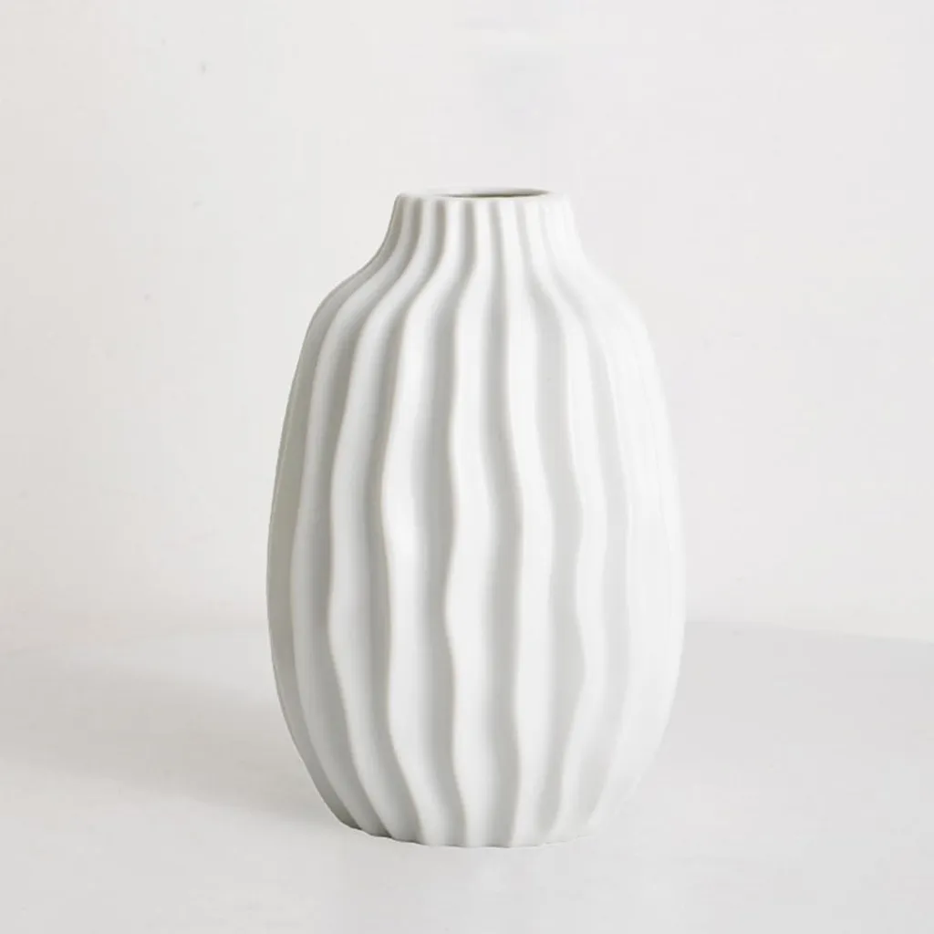 Vase à fleurs blanc en céramique 20cm - Vase décoratif moderne blanc