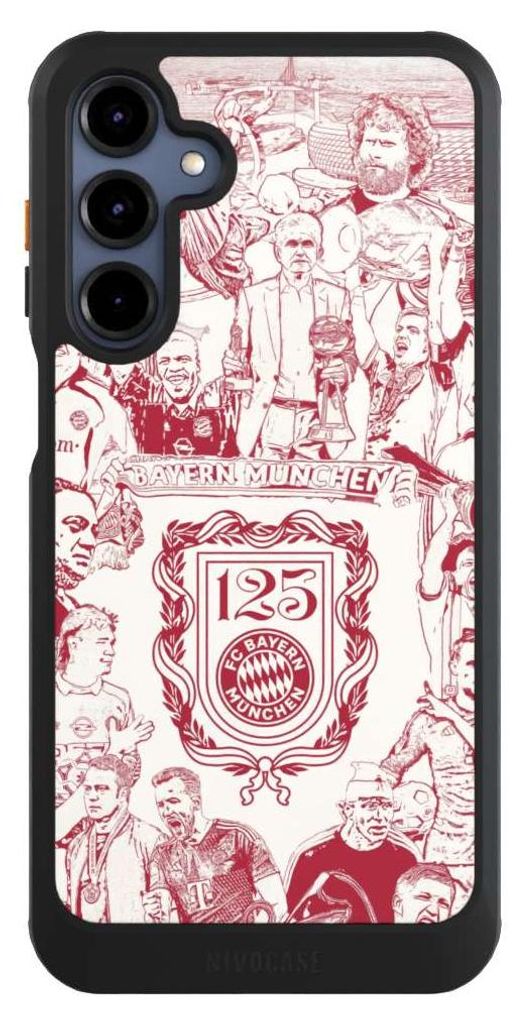 NIVOCASE Hülle für Samsung Galaxy A16 5G Handyhülle NIVOcore Case Schwarz FC Bayern München Offizielles Lizenzprodukt FCB 125 Jahre