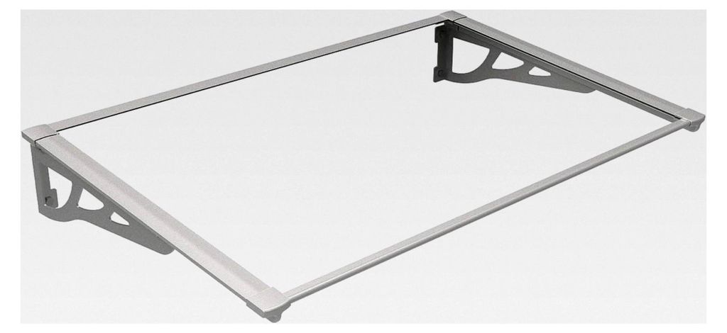 Vordach aus Aluminium - 150 x 90 cm - geneigt - Silberfarben