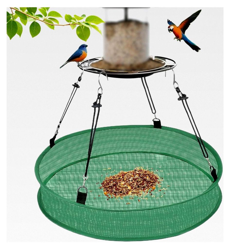 Vogelfutter Auffangschale für Vogelhäuschen – mit verstellbarem Aufhängebügel, robuste Futterstation für Garten, Balkon und Außenbereich, F...