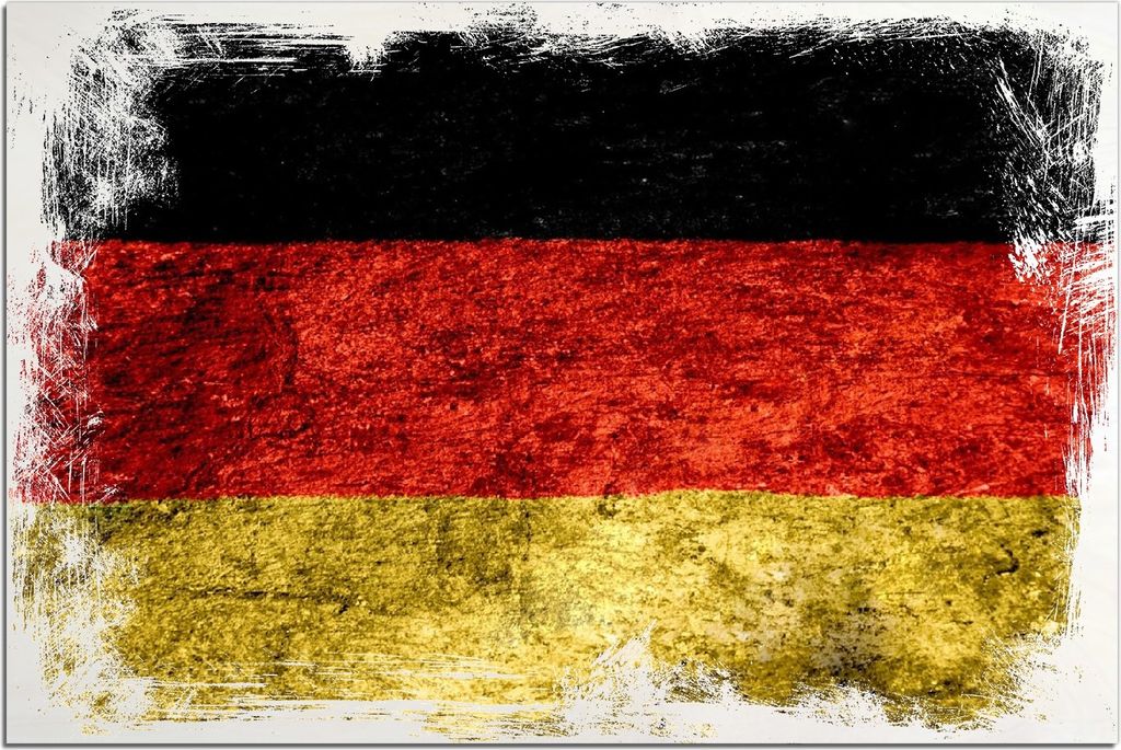 Kunstdrucke Wandbilder Holz in : Brillante Farben, Größe 60 x 90 cm Motiv Verwitterte Deutschland-Fahne in schwarz rot gold