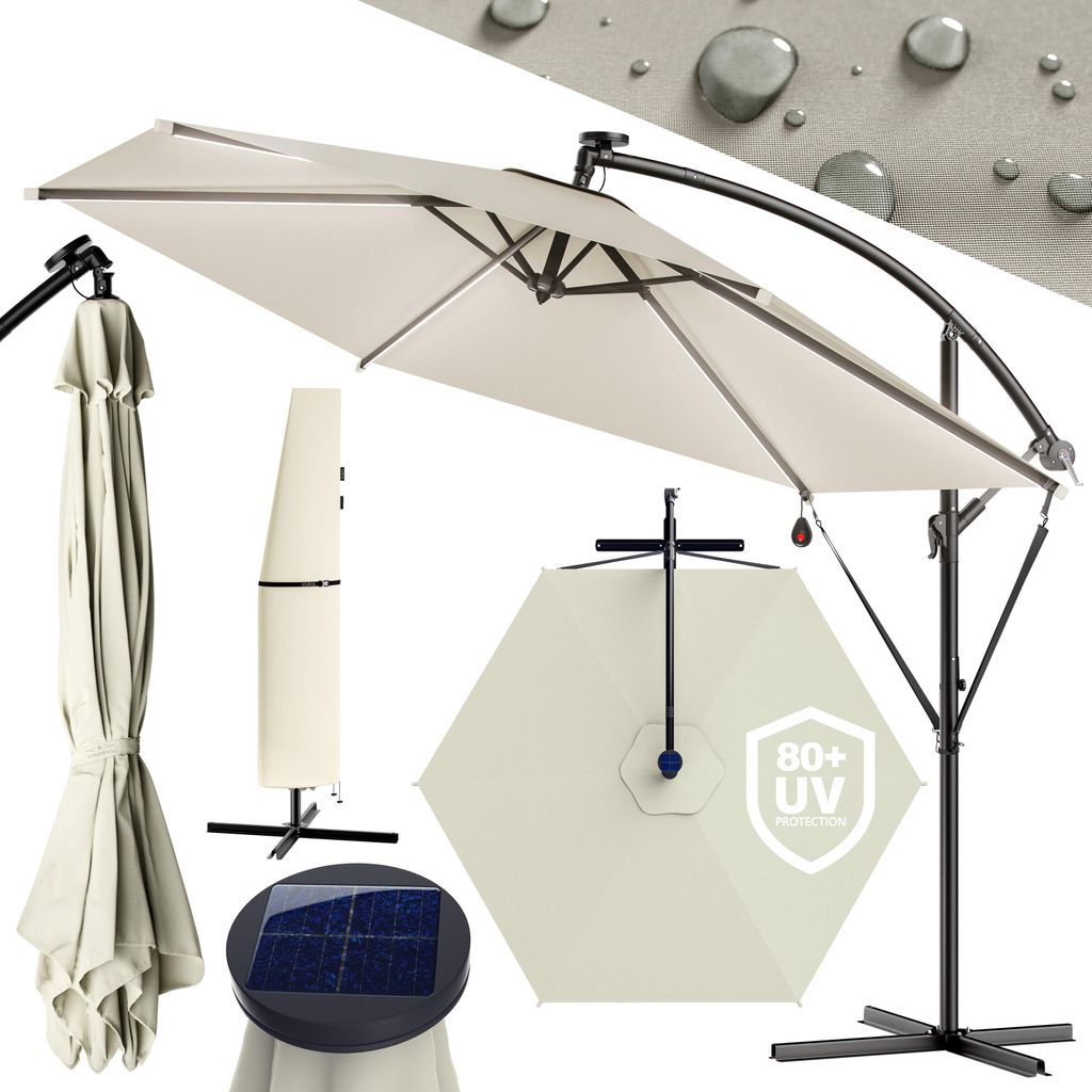 KINGSLEEVE® Parasol déporté inclinable Ø 330cm crème Image du produit 
