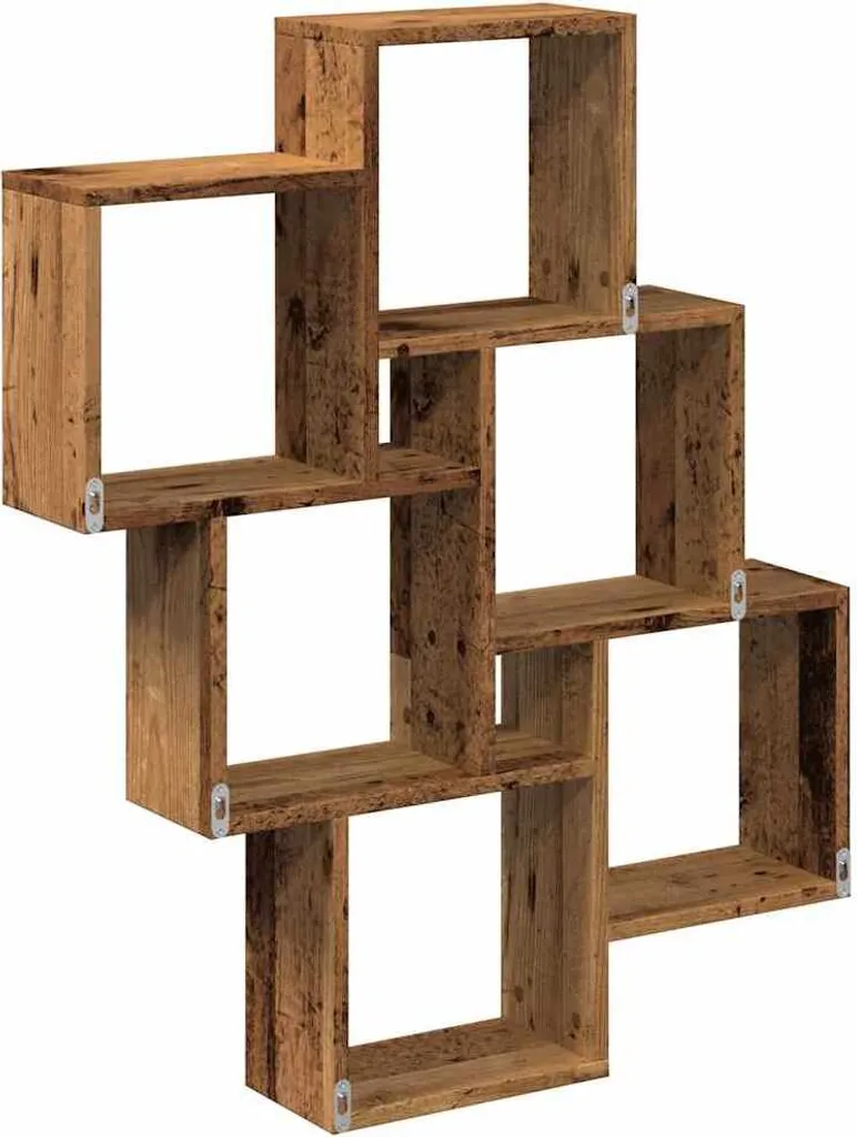 Étagère cube bois ancien 78 cm - Solution pour petits appartements encombrés