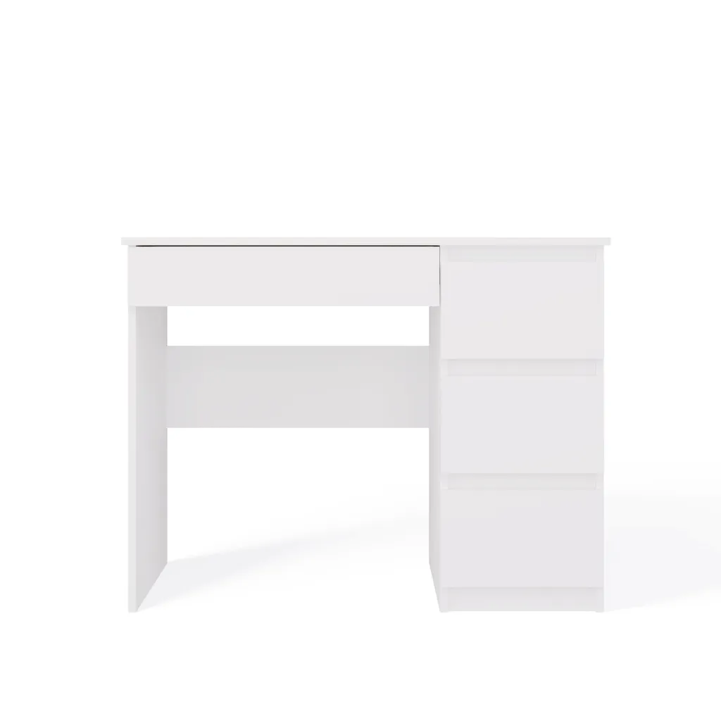 Table de bureau droite TRISTON blanc mat style scandinave pour chambre