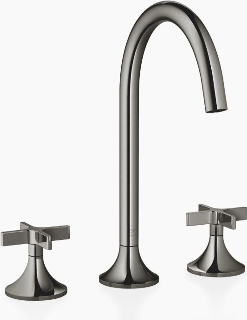 Dornbracht VAIA Waschtisch-Dreilochbatterie mit Ablaufgarnitur, Kreuzgriff, Ausladung 168mm, 20713809-19