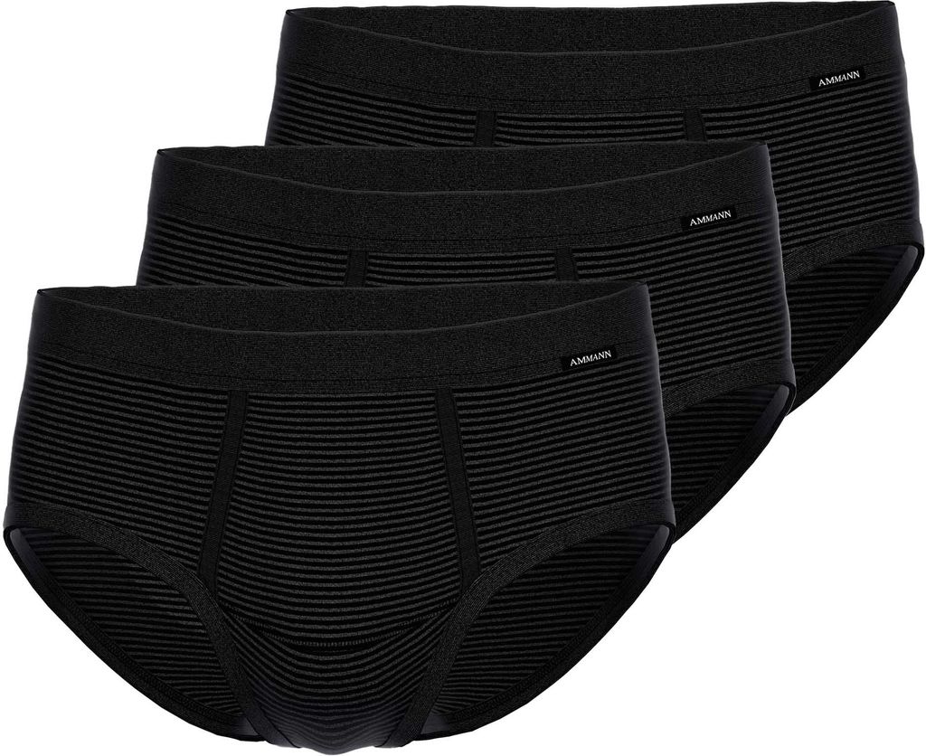 AMMANN Herren Slip 3er Pack - Jeans, Eingriff, Weichbund, Baumwollmischung Anthrazit 3XL