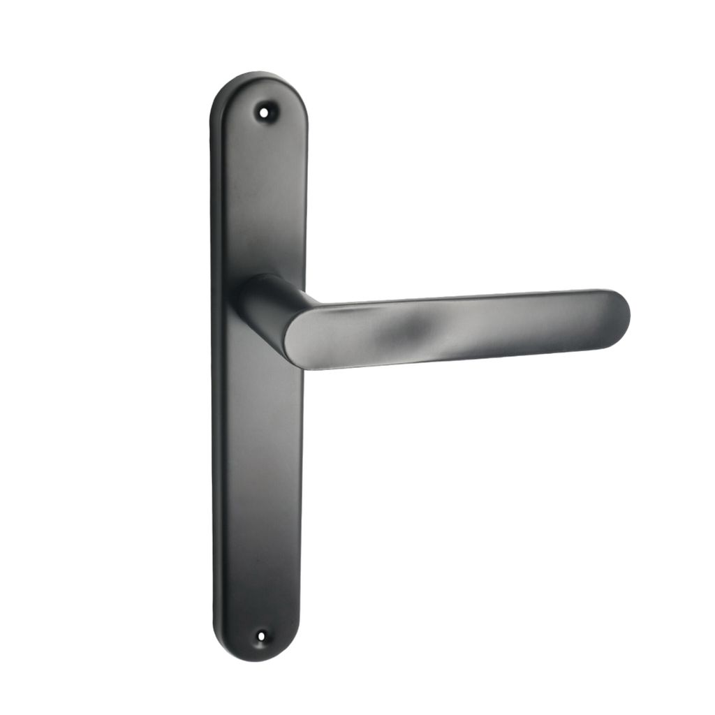 Domino Türgriff OVAL BLACK Blind Drückergarnitur Langschild für Zimmertür, Bürotür, Kellertür, Innentür, L-Form, Aluminium Schwarz Türdrü...