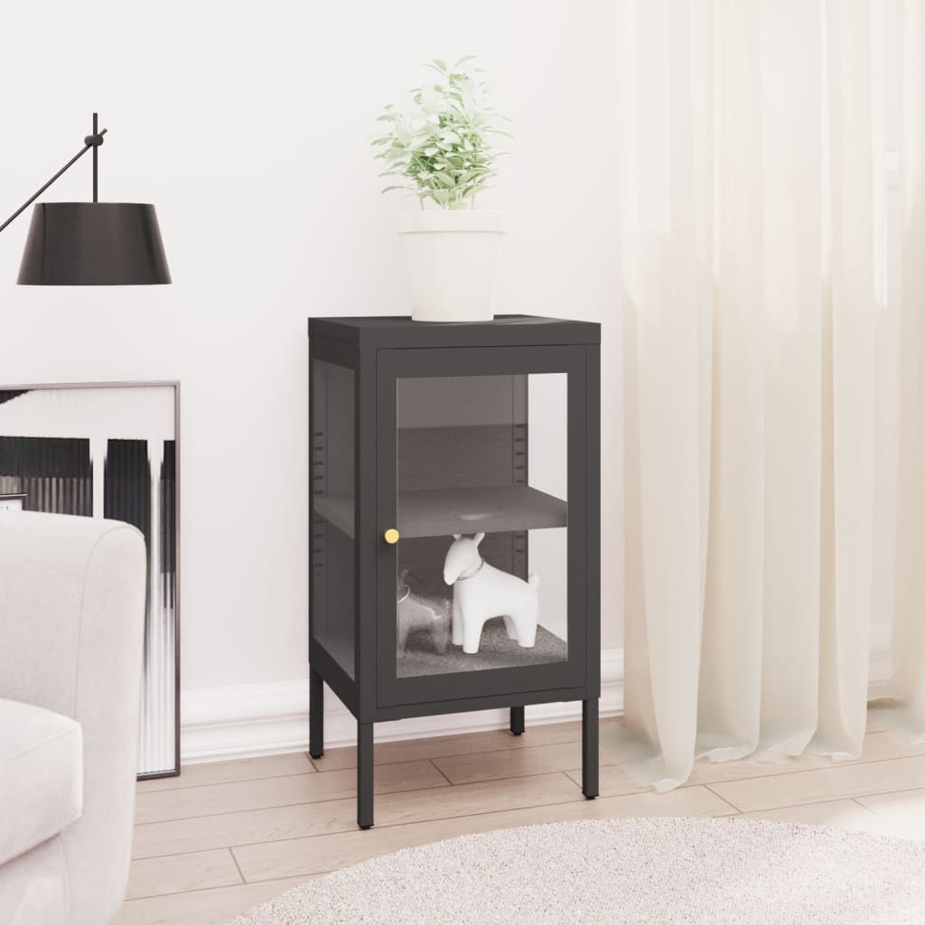 Sideboard Anthrazit 38x35x70 cm Stahl und Glas , Kommoden Design 2024