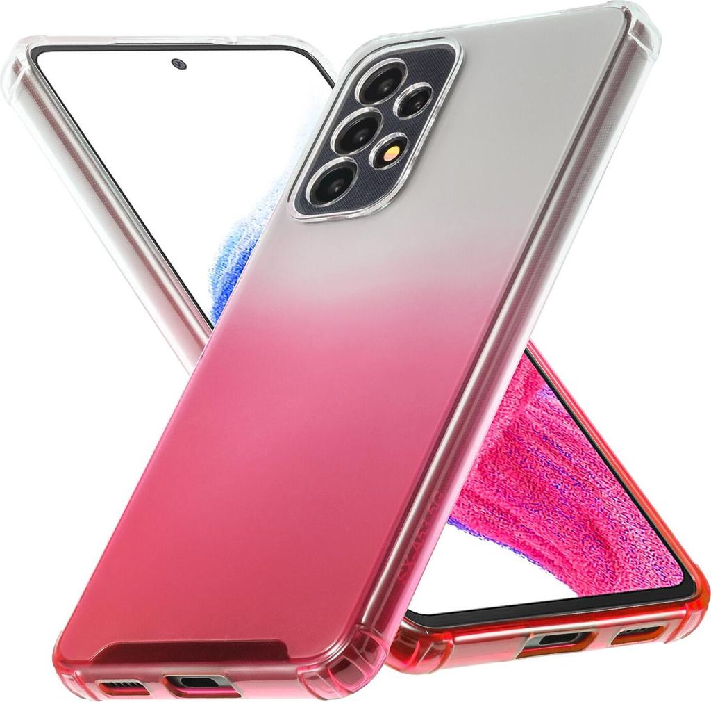 Conie Farbverlauf Schutzhülle für Samsung Galaxy A53 5G Silikon Case Kamera Schutz Cover Hülle in Rot matt