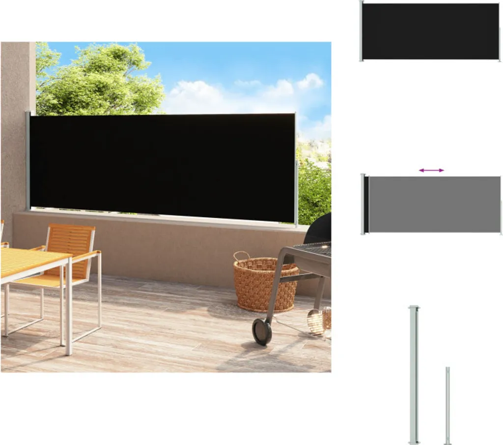 Paravento Retrattile Esterno 180x500 cm vidaXL Nero - Alta Resistenza