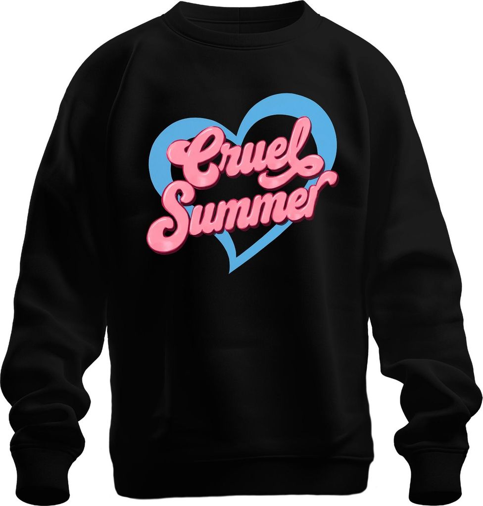 Cruel Summer Sommer Herz Retro Pink Mädchen 80er Pop Festival Uni Sweatshirt Pullover, Schwarz, 3XL