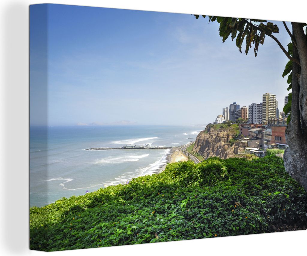OneMillionCanvasses - Leinwandbilder - 140x90 cm, Strandlandschaften von Lima, Wandbilder Kunstdruck Wanddekoration - Foto auf Leinwand - Gemäld...