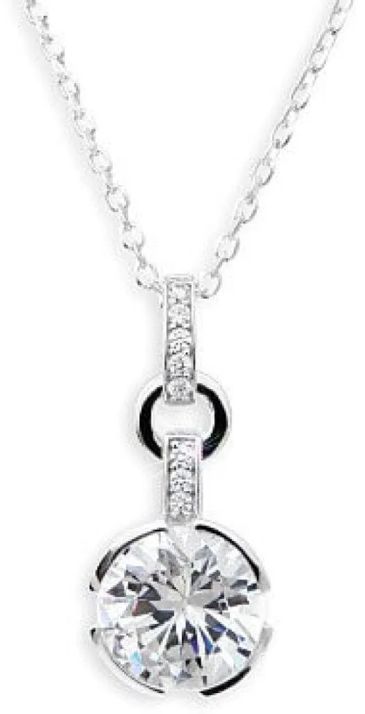 Collier JA33524CZ : Chaîne et Pendentif Sertis en Zirconium Brillant