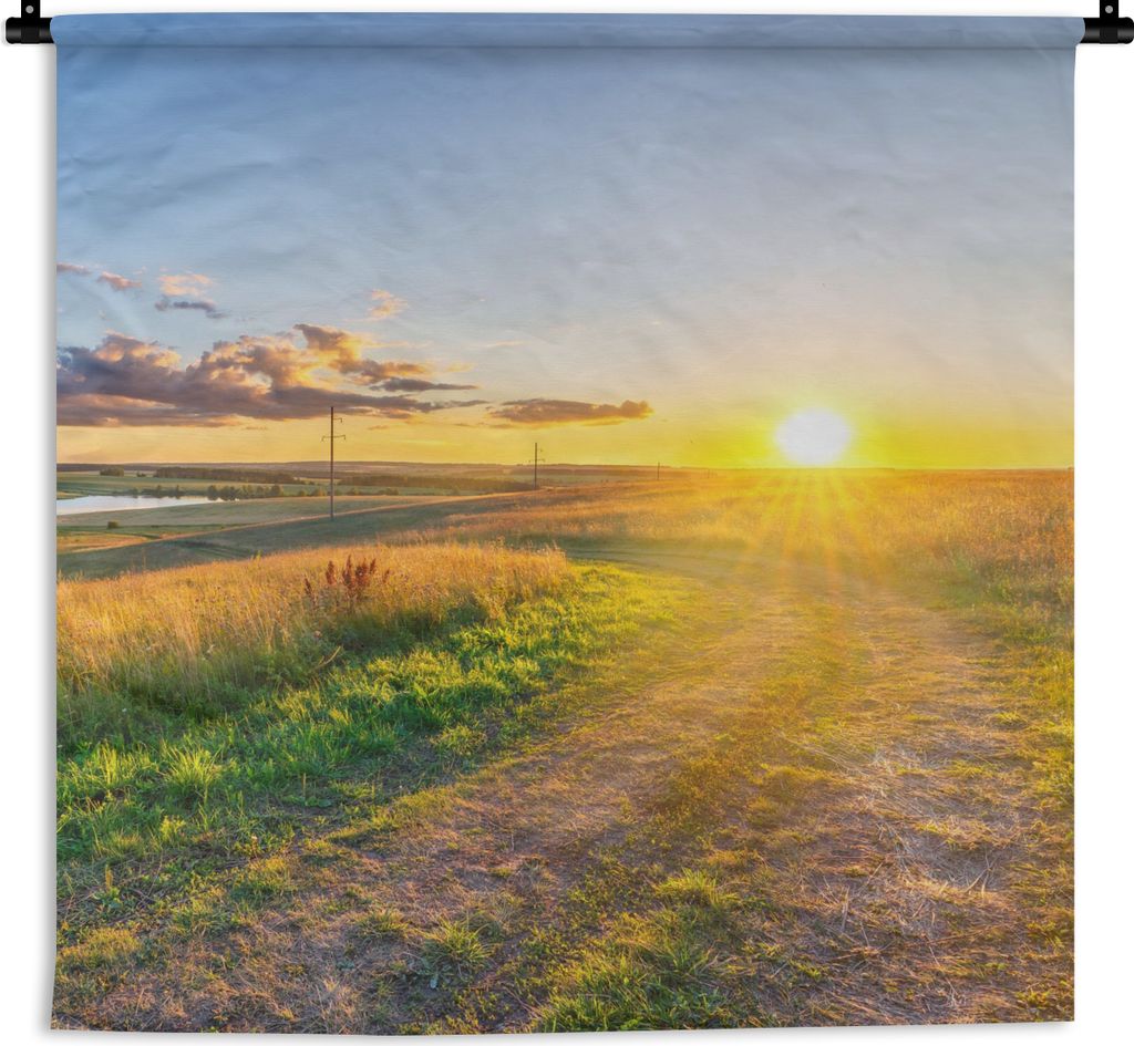MuchoWow Wandteppich Wandbehang Sonne - Natur - Landschaft 60x60 cm Tapisserie Dekoration Wandtuch - Dekorationen - Wand Decke