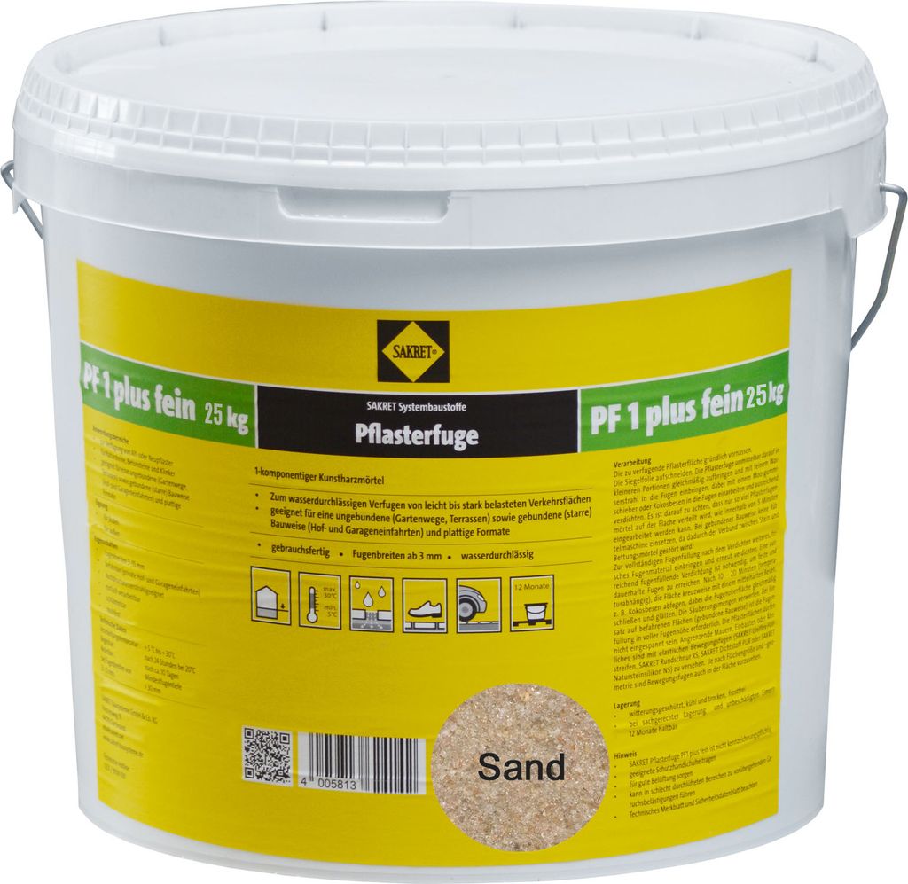 SAKRET Pflasterfugenmörtel PF1 Plus FEIN Sand 25kg Produktbild 