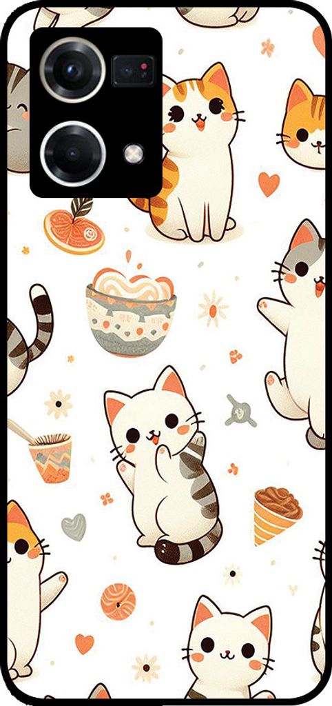 Smartphonica Telefon Fall geeignet für Oppo Reno8 4G mit Katze drucken - TPU zurück Abdeckung Fall Katze Design
