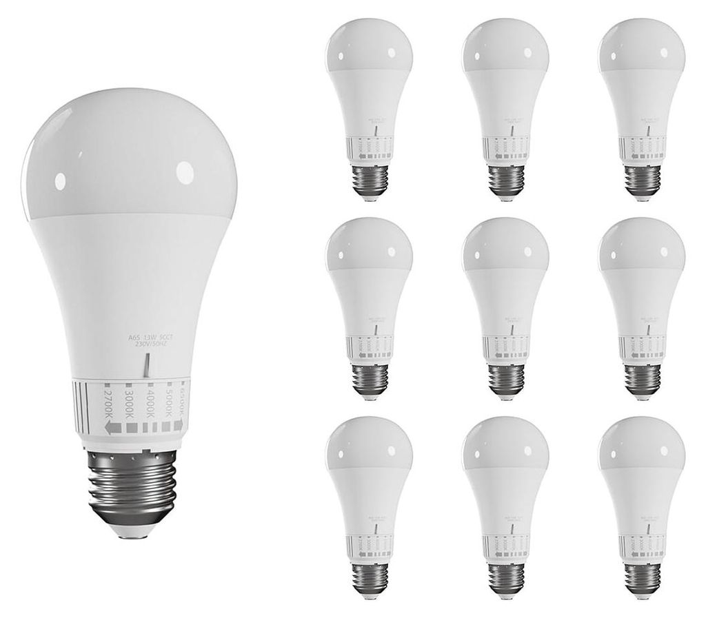 Spectrum LED-Lampe A60 E27 - 13 W - 230 V - 1500 Lumen - 2700-6500 K (einstellbar) - Ø 65 mm - Für Decken-, Tisch- oder Stehlampen - 10 Stück