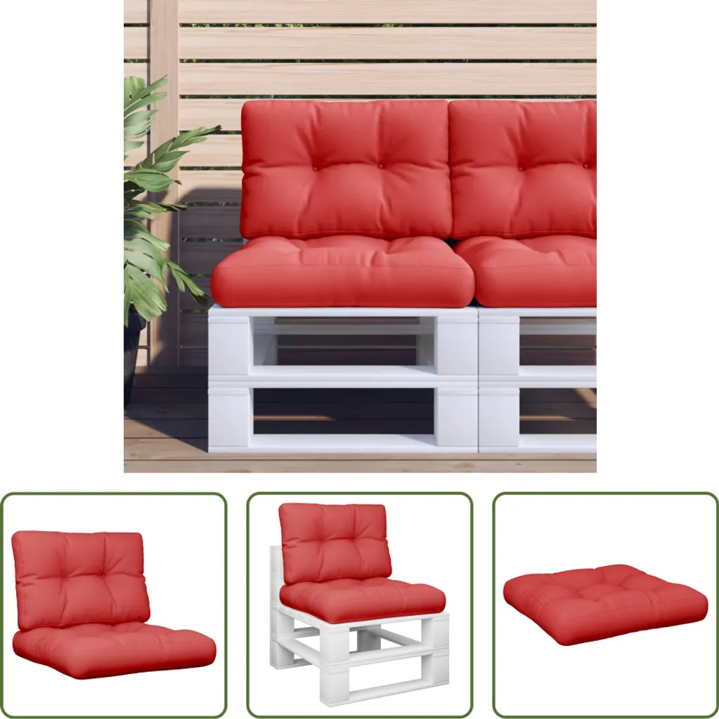 Cuscino per Pallet 2 Pezzi Rosso - Set Seduta e Schienale per Esterno