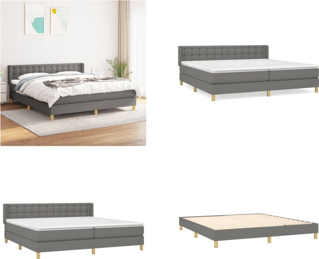 vidaXL Boxspringbett mit Matratze Dunkelgrau 160x200 cm Stoff - Boxspringbett - Boxspringbetten - Bett - Schlafzimmermöbel