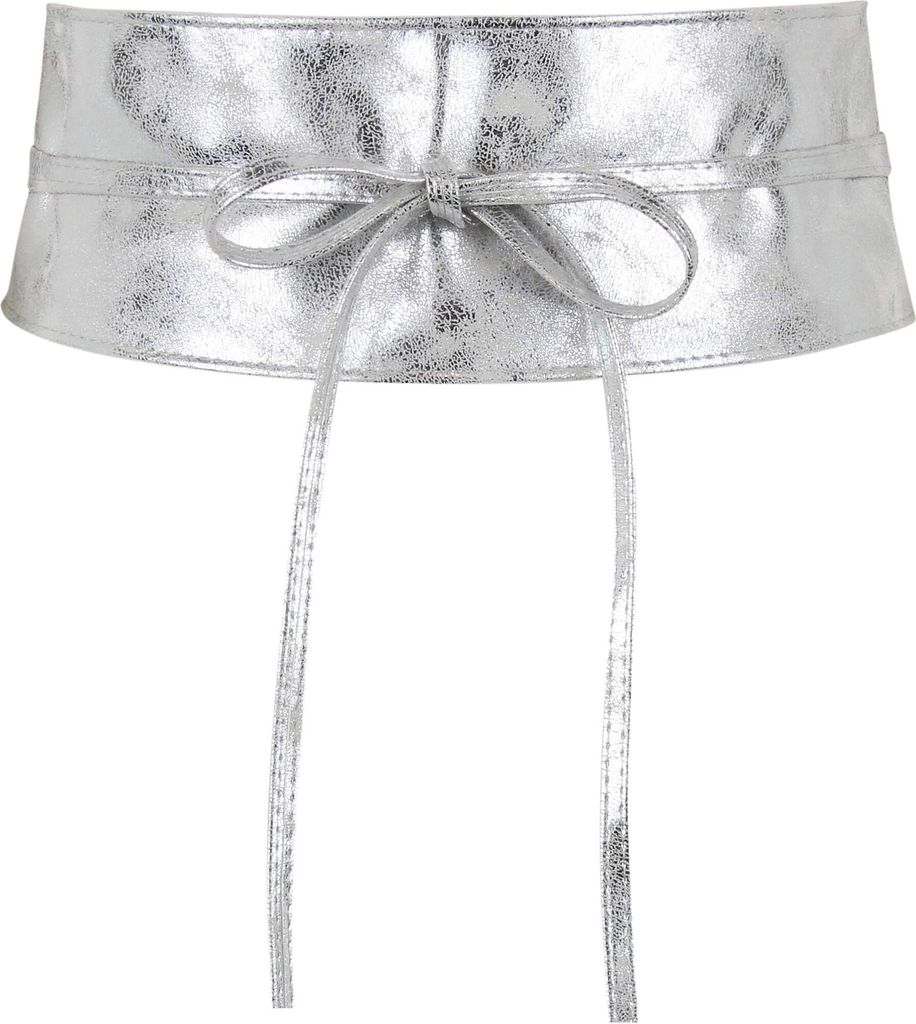 Damen Taillengürtel, breiter Wickelgürtel Obi Gürtel zum Schnüren Hüftgürtel Bindegürtel, Silber