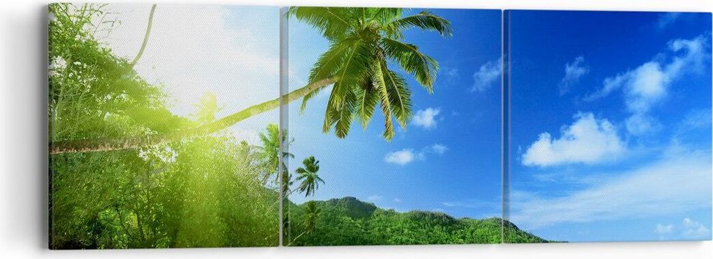 Bild auf Leinwand - Leinwandbild - Baum Dschungel Welle Landschaft - 90x30cm - Wand Bild - Wanddeko - Leinwanddruck - Bilder - Kunstdruck - Wanddek...