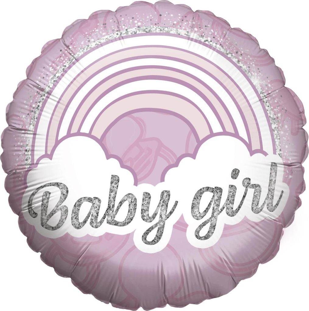 Folienballon Gender Reveal Baby Girl Rund 45cm Helium Babyparty Deko Ballon