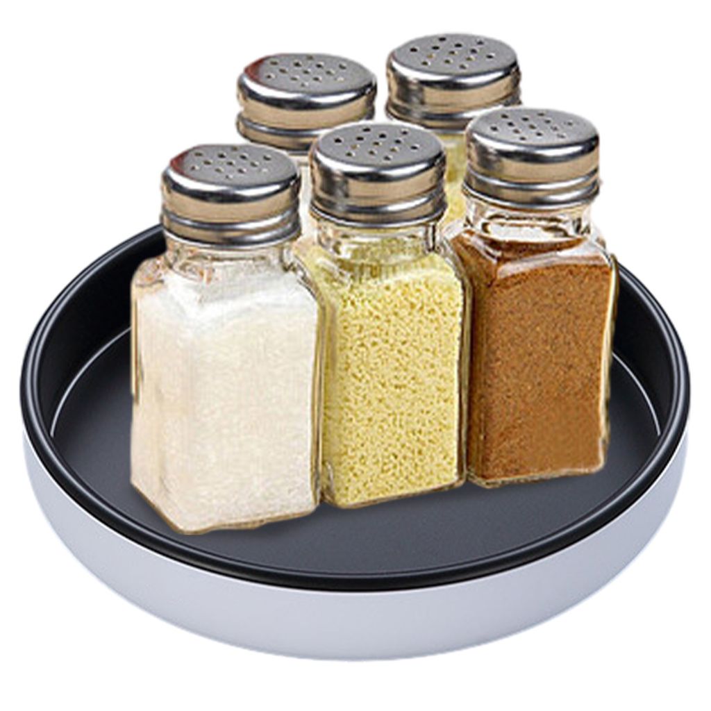 Metall-Drehteller für Küche, Gewürzregal, Speisekammer, Schrank, Badezimmer, Arbeitsplatte, Kühlschrank, Tisch, Aufbewahrung,(Schwarz)