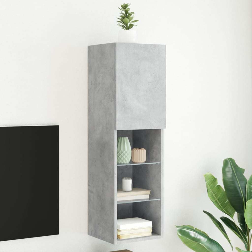 Maison Exclusive - TV-Schrank mit LED-Leuchten Betongrau 30,5x30x102 cm