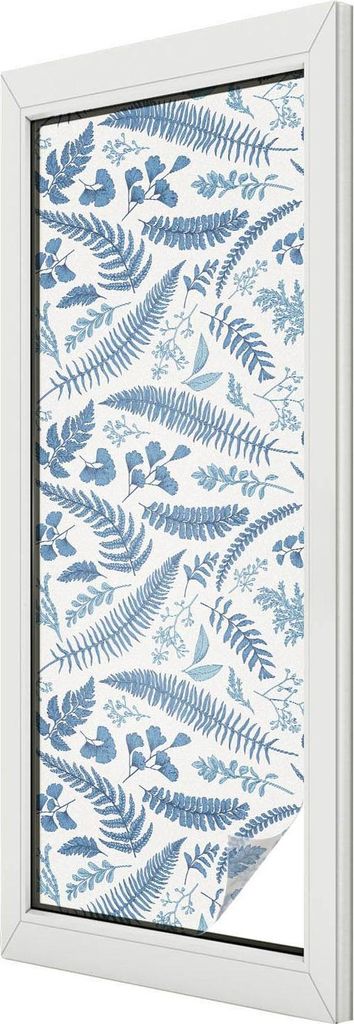 Buntglas Fensterfolie – 146x50 cm – Stained-Glass Design – blickdichte dekorative Sichtschutzfolie – selbstklebend, UV-Schutz – Botanisch...