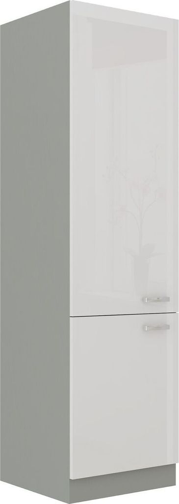 60 cm Küche Bianca Weiß Hochglanz + Grau Küchenzeile Produktbild 1