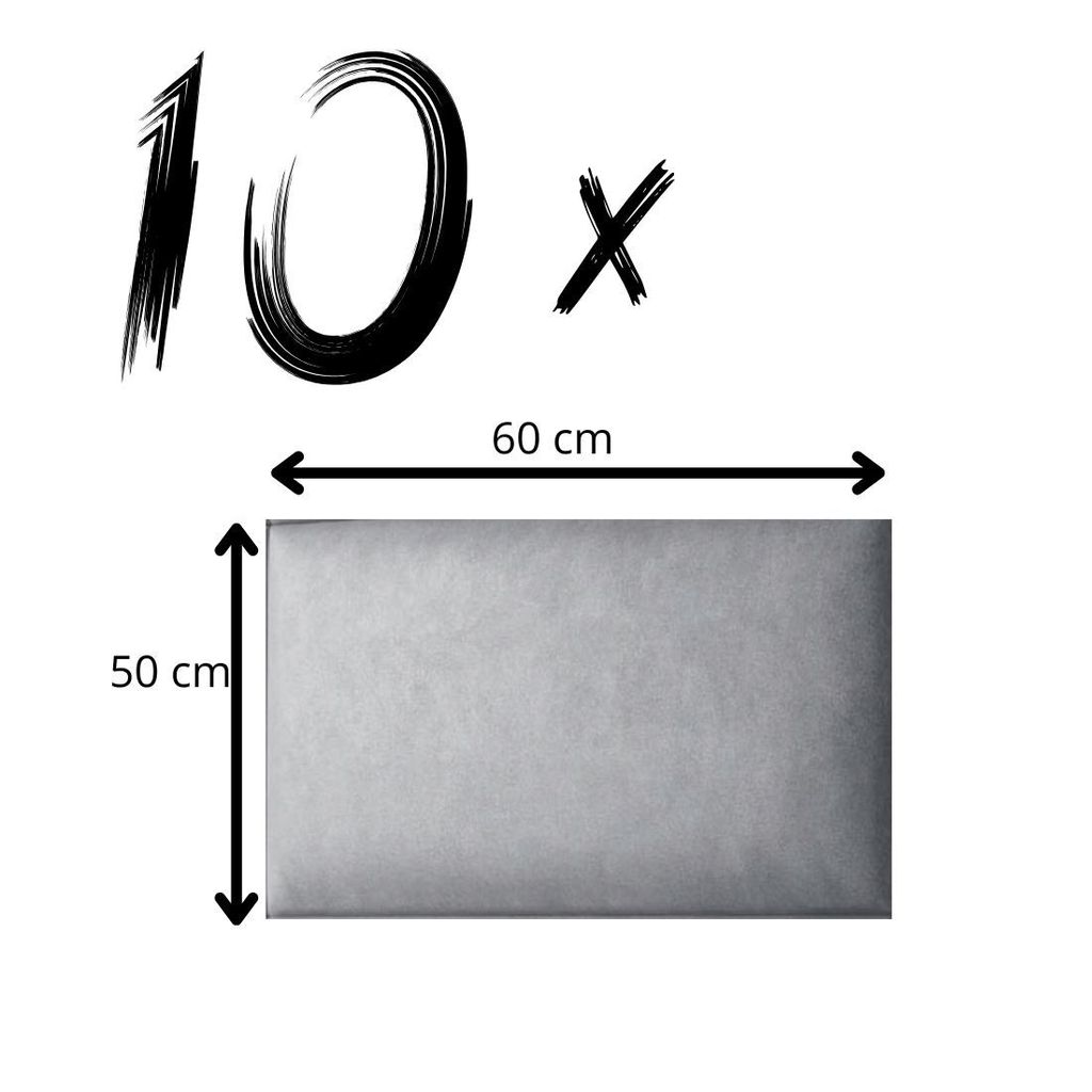 Polsterpaneele 10 Stk. Wandpaneele 50x60cm Grau Samt Velour Produktbild 