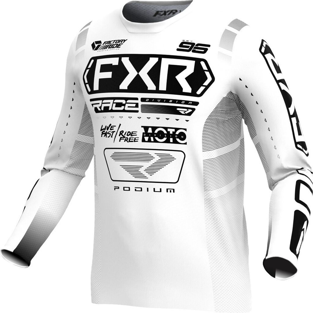 FXR Podium 2025 Jugend Motocross Jersey, weiß/schwarz, M