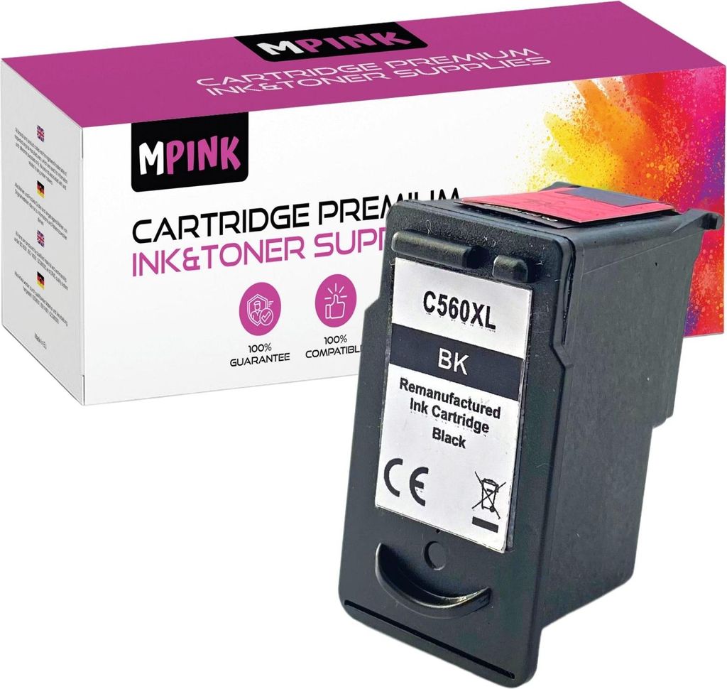 A product shot of an ink cartridge and its packaging.